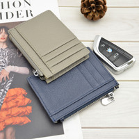 Dompet kulit harga pabrik Slot koin ramping tempat kartu RFID anti-maling ritsleting