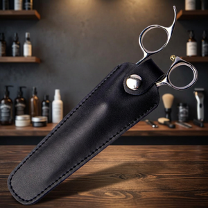 Étui en cuir noir pour ciseaux de manucure, étui pour ciseaux à ongles, pochette de protection portable pour salon de coiffure - Product Image 2