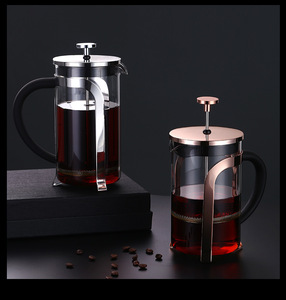 Logo personnalisé <span class=keywords><strong>de</strong></span> style classique OEM or rose acier inoxydable métal cafetière à thé presse française - Product Image 4
