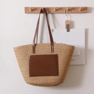 Broderie lettre Logo sacs à bandoulière sacs à main de luxe 2025 plage paille Shopping seau sacs femmes sacs fourre-tout avec sangle en polyuréthane - Product Image 1