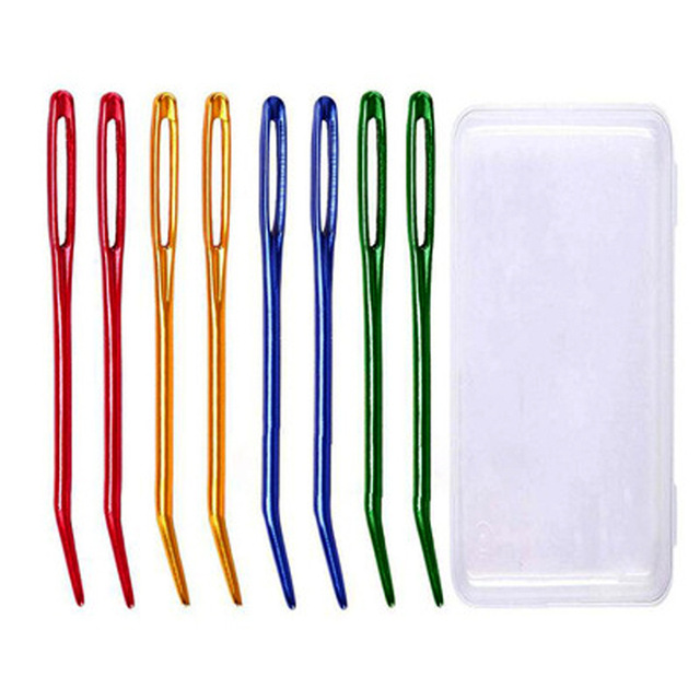 Large Bent Eye Aluminum Hook Set Needles DIY Hand Knitting Tools Accessories Fashion Metal Hand Sewing Yarn Darning Needlework