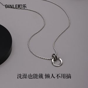 Dinle Braided <b>Titanium</b> Steel Necklace Geometric Pendant Men's <b>Chain</b> Colorfast Daily Wear Gift Accessory - Product Image 3