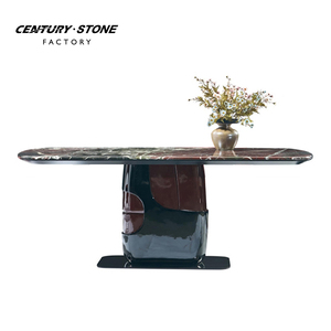 Bàn ăn đá cẩm thạch tự nhiên hình chữ nhật hiện đại sang trọng, tùy chỉnh theo yêu cầu của nhà máy Centurystone, chân đế bằng thép không gỉ - Product Image 2