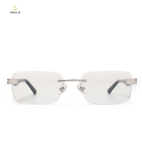 Lunettes de vue sans monture en métal, branches ultra légères en acier inoxydable, plaquettes de nez confortables, design minimaliste, usage quotidien