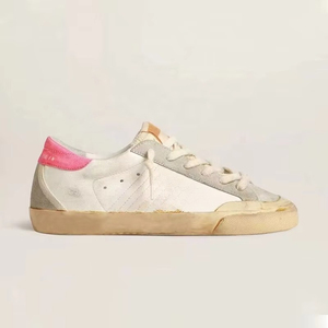 Baskets unisexes classiques rétro Super Star vert et rose en cuir véritable, respirantes, souples, design sport printanier, Ballstar, pour la marche - Product Image 1