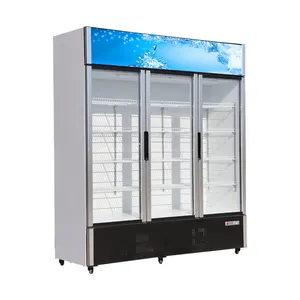 Modern Fashion Bar Hotel Bar Supermarket Vertical Glass Door Refrigerated Multi-deck Beverage Cold Drink Cabinets