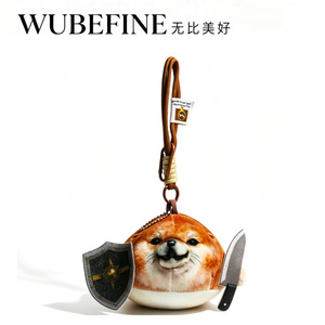 Lindo llavero de peluche de Shiba Inu con cuchillo y escudo, meme divertido, colgante redondo de perro de peluche Kawaii, decoración para mochila, regalo - Product Image 5