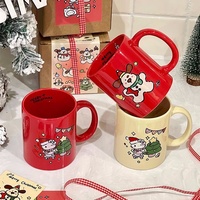 Tasse en céramique crème de dessin animé classique avec illustration de Noël 3D tasse de chiot thermique avec couvercle pour café thé bière eau voyage