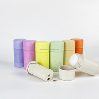 Tube Deodoran Kosong Isi Ulang Ramah Lingkungan 60ml, Bahan Jerami Gandum, Wadah Kosmetik Plastik Putar, Botol Tutup Sekrup