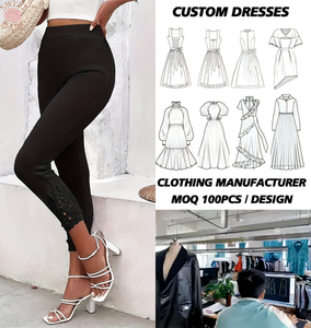 Women High Waist Leggings Solid <b>Black</b> <b>Cropped</b> Pants Lace Hem Decor Slim Fit Stretch Casual <b>Trousers</b> For <b>Ladies</b> - Product Image 1