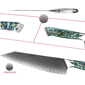 Bộ dao nhà bếp bằng thép Damascus <span class=keywords><strong>5</strong></span> Bộ Dao đầu bếp bằng thép VG10 Nhật Bản 67 lớp có tay cầm vỏ bào ngư biển sâu - Product Image 6