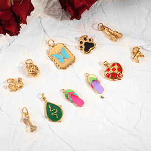 ทำจี้ห้อยเครื่องประดับของคุณเอง จี้สแตนเลสชุบทองเคลือบเงา ประดับด้วยเพชร CZ รูปกระดูก สุนัข หัวใจ ผีเสื้อ - Product Image 5