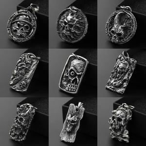 Collier pendentif crâne en acier inoxydable, bijoux effrayants, style punk pour hommes - Product Image 4