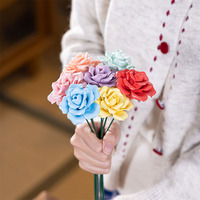 Bouquet de fleurs multicolores pour la Saint-Valentin, rose unique en céramique à texture de pétales bioniques, décoration à brancher