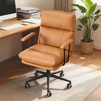 Chaise de bureau ergonomique en cuir véritable à commande pneumatique pour la maison et l'hôtel