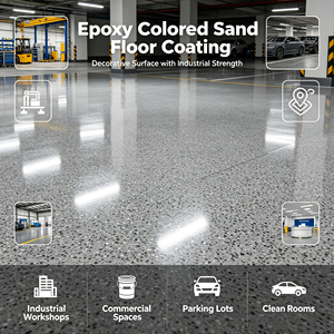 Peinture pour sol en résine époxy avec sable coloré, revêtement de sol en époxy au quartz industriel antidérapant décoratif - Product Image 1
