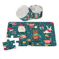 Puzzle sur le thème de Noël personnalisé dans une boîte en métal, jouet éducatif pour enfants, cadeau de fête, cadeau de retour, cadeau promotionnel, cadeau d'entreprise