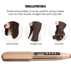 Lisseur à cheveux professionnel <span class=keywords><strong>en</strong></span> aluminium à plaques larges, personnalisé OEM ODM, avec écran LCD, 55W, pour hôtel, usage commercial et domestique - Product Image 4