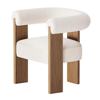 Fauteuil de salle à manger BST moderne en noyer avec dossier cylindrique en bouclette ivoire et assise rembourrée épaisse pour la maison