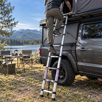 Échelle télescopique rétractable en aluminium avec barre stabilisatrice, échelle extensible pliable pour camping-car, camping, porte-bagages de toit