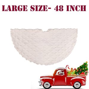 LINGKAI 122CM Faux Fur Soft Thick Plush Christmas <b>Trees</b> <b>Skirts</b> Xmas Holiday Winter Party Home Decorations - Product Image 5
