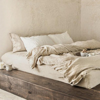 Ensembles de literie d'hôtel en lin 4 pièces de haute qualité 100% pur lin français housse de couette reine et double tailles feuilles tissées pour un usage domestique