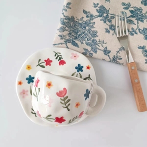 Factory Hot Selling Handmade Unique Design Irregular Ceramic <b>Tea</b> <b>Cup</b> <b>Set</b> Coffee <b>Cup</b> Ceramic Mug for Latte Espresso - Product Image 1