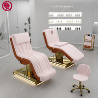 Lit de massage électrique professionnel de luxe rose pour salon de beauté, spa, cosmétique, avec dossier incurvé pour les cils, le visage et les soins de beauté