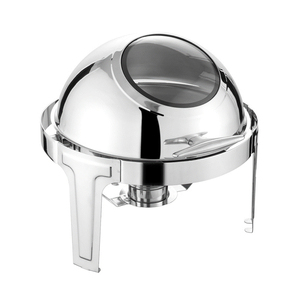Plato de frotamiento de acero inoxidable de lujo, platos redondos para buffet con calentador visible para servicio de comida en restaurantes <span class=keywords><strong>y</strong></span> hoteles - Product Image 4