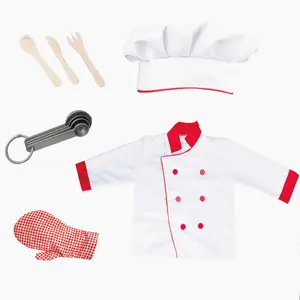 Western เด็กโมเดิร์น Pretend ของเล่นสีขาว Cook Uniform ปริศนาชุดคอสเพลย์เด็ก Chef เครื่องแต่งกายสำหรับ Halloween