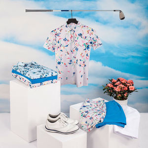 Vêtements extensibles de luxe pour hommes dans les 4 sens Performance d'impression de logo personnalisé pour Polo Vêtements de golf pour hommes - Product Image 1