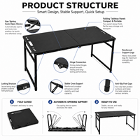 Table de camping pliable compacte avec structure de verrouillage à montage rapide pour repas en plein air, pique-nique, barbecue et voyages