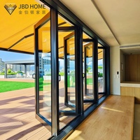 Porte pliante moderne en aluminium avec mécanisme de rail silencieux pour villa et bureau, solution pour espaces de vie compacts, portes pliantes à double battant