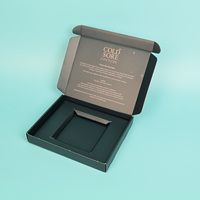 Boîte d'expédition en papier personnalisée avec logo noir, emballage cosmétique de luxe avec insert intérieur pour l'expédition