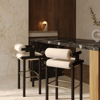 Tabouret de bar de style nordique moderne rétro, design minimaliste, coussins en tissu simples pour salon, restaurants, cafés, îlots de cuisine