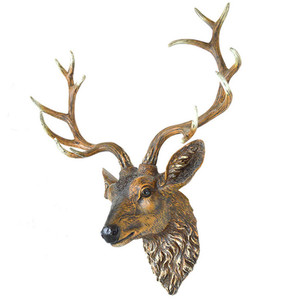 Statuette <span class=keywords><strong>de</strong></span> tête <span class=keywords><strong>de</strong></span> <span class=keywords><strong>cerf</strong></span> en résine, artisanat personnalisé, modèle vintage, décoration <span class=keywords><strong>de</strong></span> maison, statue murale suspendue, vente en gros - Product Image 2