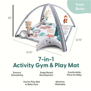 Gimnasio de Juego para Bebés Unisex con Cojín Suave para el Tiempo Boca Abajo, Juguetes Colgantes y Tapete de Juego 7 en 1 - Product Image 4
