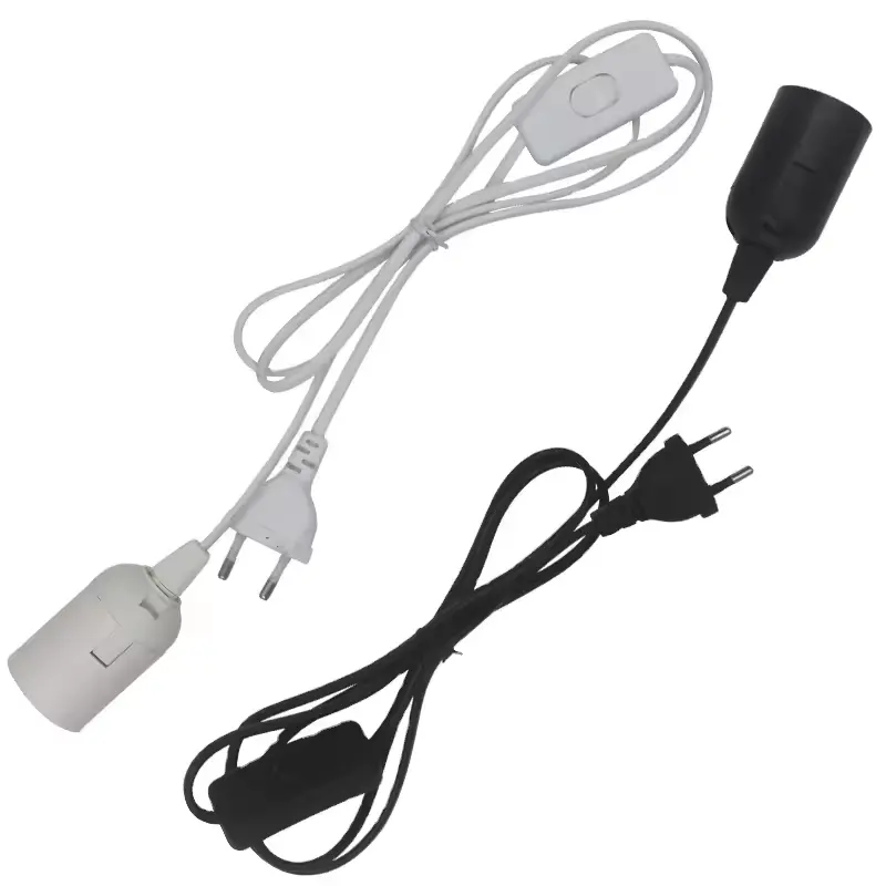 1.8M Netsnoer Kabel E27 Lampvoeten Eu Stekker Met Schakelaar Draad Voor Hanger Led Lamp E27 Hanglamp Ophanging Socket Houder