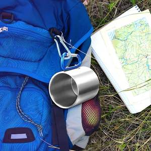 Tazza con Moschettone in Acciaio Inossidabile a Doppio Strato con Manico Rinforzato, Tazza Portatile <span class=keywords><strong>per</strong></span> Campeggio e Viaggi all'Aperto - Product Image 5