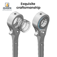 Clé à cliquet réversible LYQUEEN en acier CRV, à pointe, 19x21mm, 24 dents, robuste, pour travaux d'échafaudage, forgée à froid