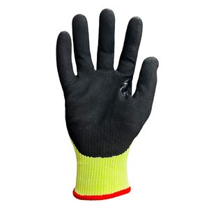 Hi-vis ANSI A5 E مستوى القطع <span class=keywords><strong>13G</strong></span> HPPE صلب نخيل النتريل الرملي غير الملحوم المغلفة مع سرج الإبهام - Product Image 4