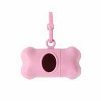 Distributeur de sacs à déjections canines en paille de blé en forme d'os, portable, avec mousqueton pour la promenade des chiens