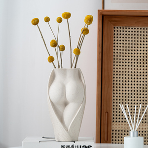 <span class=keywords><strong>Vase</strong></span> en céramique blanc mat, design artistique chic nordique, forme de corps sexy, moderne et unique, pour la décoration du salon - Product Image 2