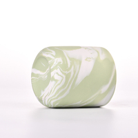 Pot à bougie en céramique vert clair à motif marbré, vide, pour bougie parfumée