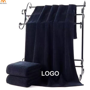 Tovaglia da bagno in puro cotone asciugamano quadrato con logo personalizzato ricamato asciugamani neri per <span class=keywords><strong>parrucchiere</strong></span> - Product Image 1