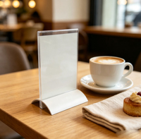 Porte-menu triangulaire en acrylique A5 A6, présentoir transparent pour table, porte-cartes avec base en aluminium