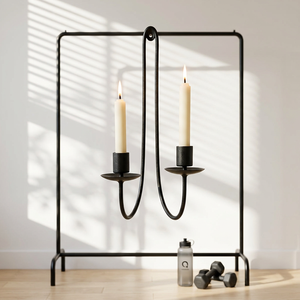 Portavelas de Pared para Sala de Estar, Aplique de Pared de Metal Negro con Portavelas Doble para Velas Cónicas, Decorativo - Product Image 1