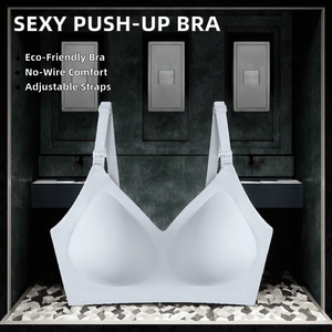 Nuevo sujetador de una pieza para mujer, sexy, con tirantes ajustables, sin aros, copas tejidas, logo, push-up, efecto recogido y fijación. - Product Image 5
