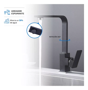 Grifería Monomando para Cocina, Lavabo, Acero Inoxidable, Color Negro Mate - Product Image 5
