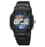 Skmei 2389 50m étanche étudiant multifonctionnel montre électronique sport tendance double affichage bracelet en silicone montre carrée